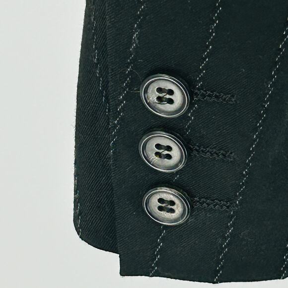 Y2K Sisley Black Pinstripe Two-Button Minimalist Blazer Jacket - Picture 4 of 7
